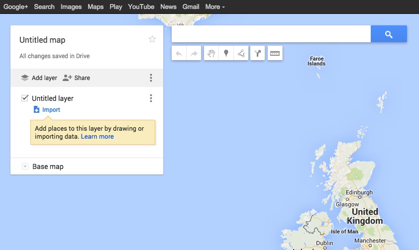 Importing the KML file into Google Maps is pretty straightforward