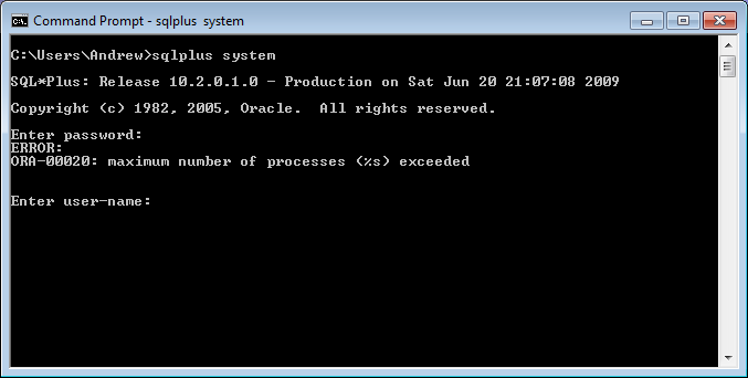 ORA-00020: maximum number of processes (%s) exceeded