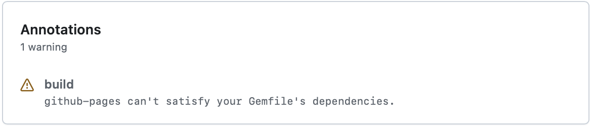 Warning message from GitHub Pages build stage