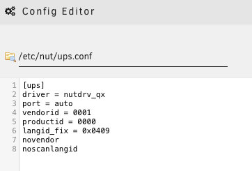 Configure the NUT plugin to see our Powercool UPS