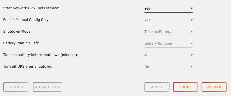 Enable the NUT plugin and set it to manual config