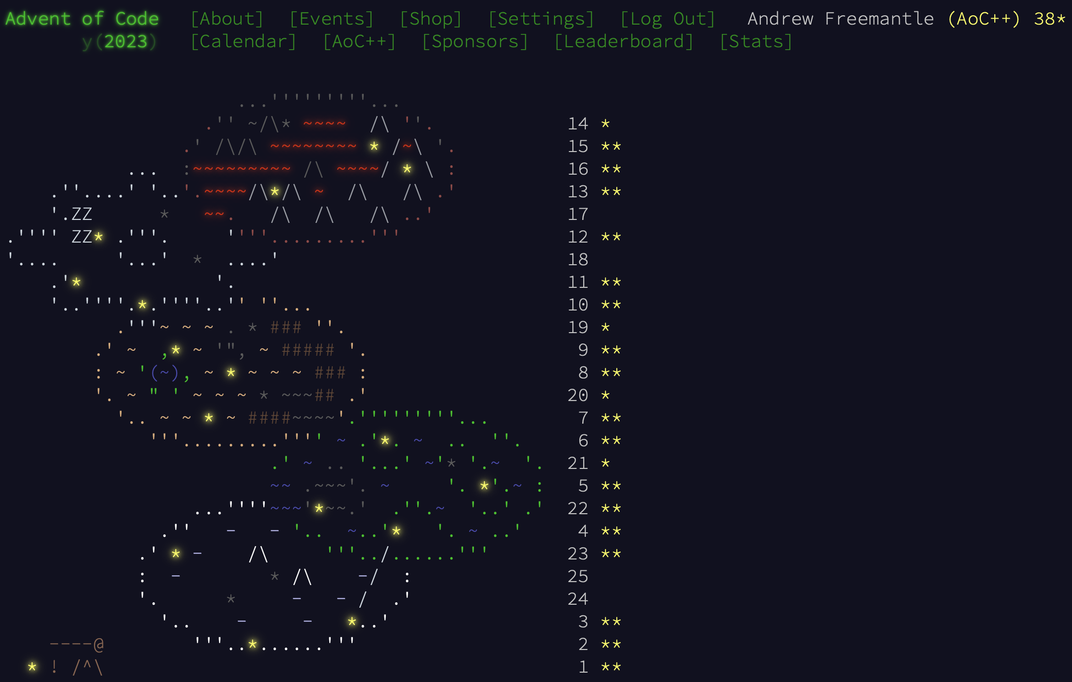 Screenshot of my Advent of Code 2023 Calendar